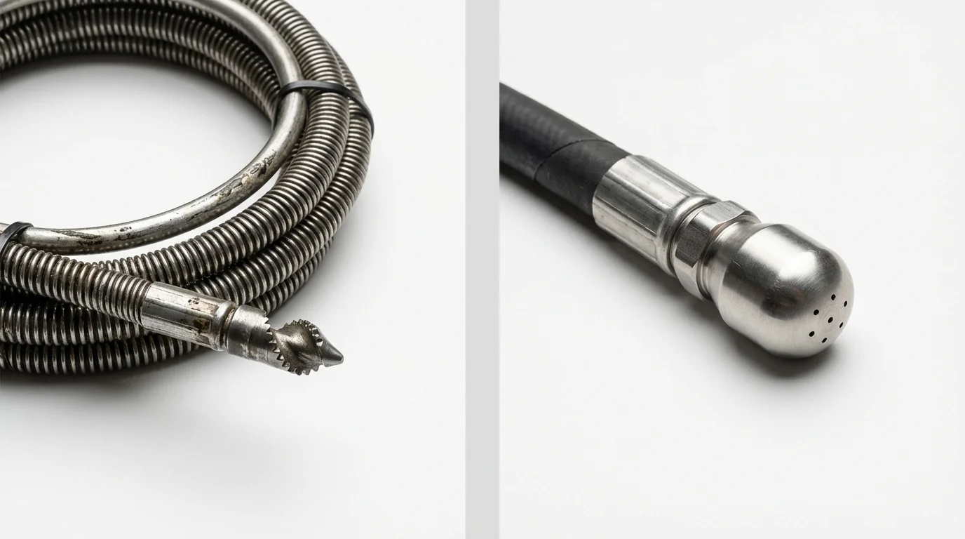 Drain snake cable and hydro jetting nozzle used for drain cleaning in Prescott Valley, AZ