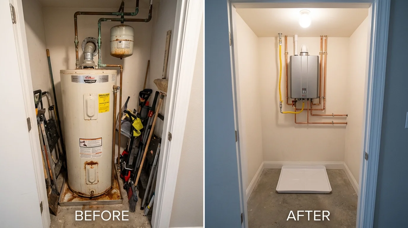 Tank water heater versus wall-mounted tankless unit comparison for Prescott Valley, AZ homeowners
